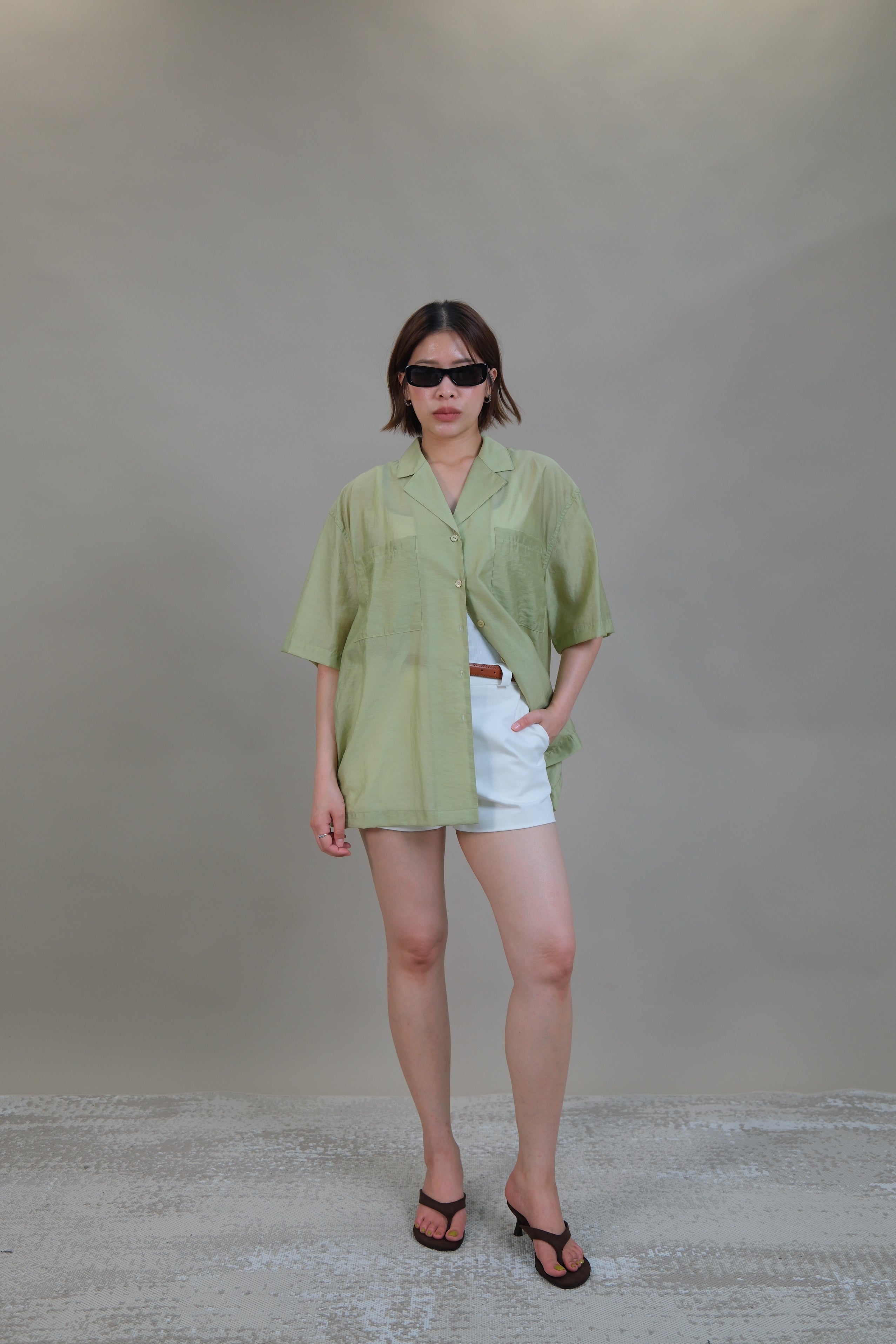Glossy Organza Camp Shirt