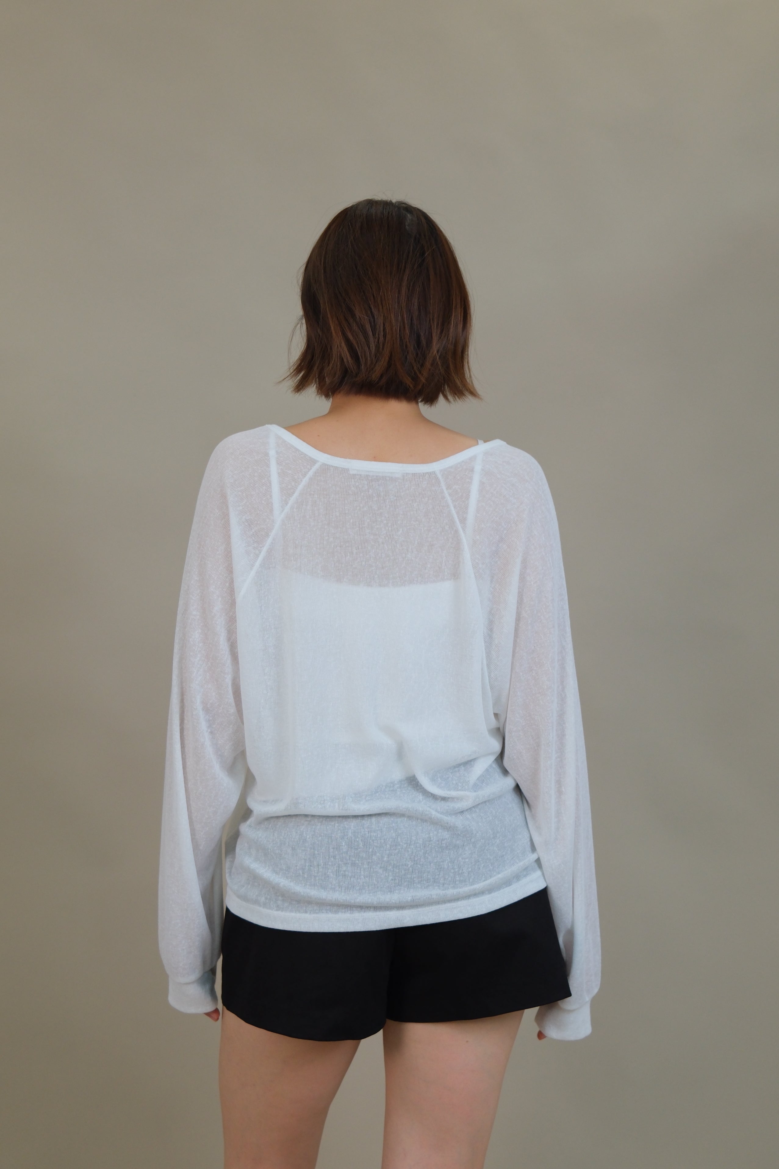 Linear V-Neck Half-Button Top