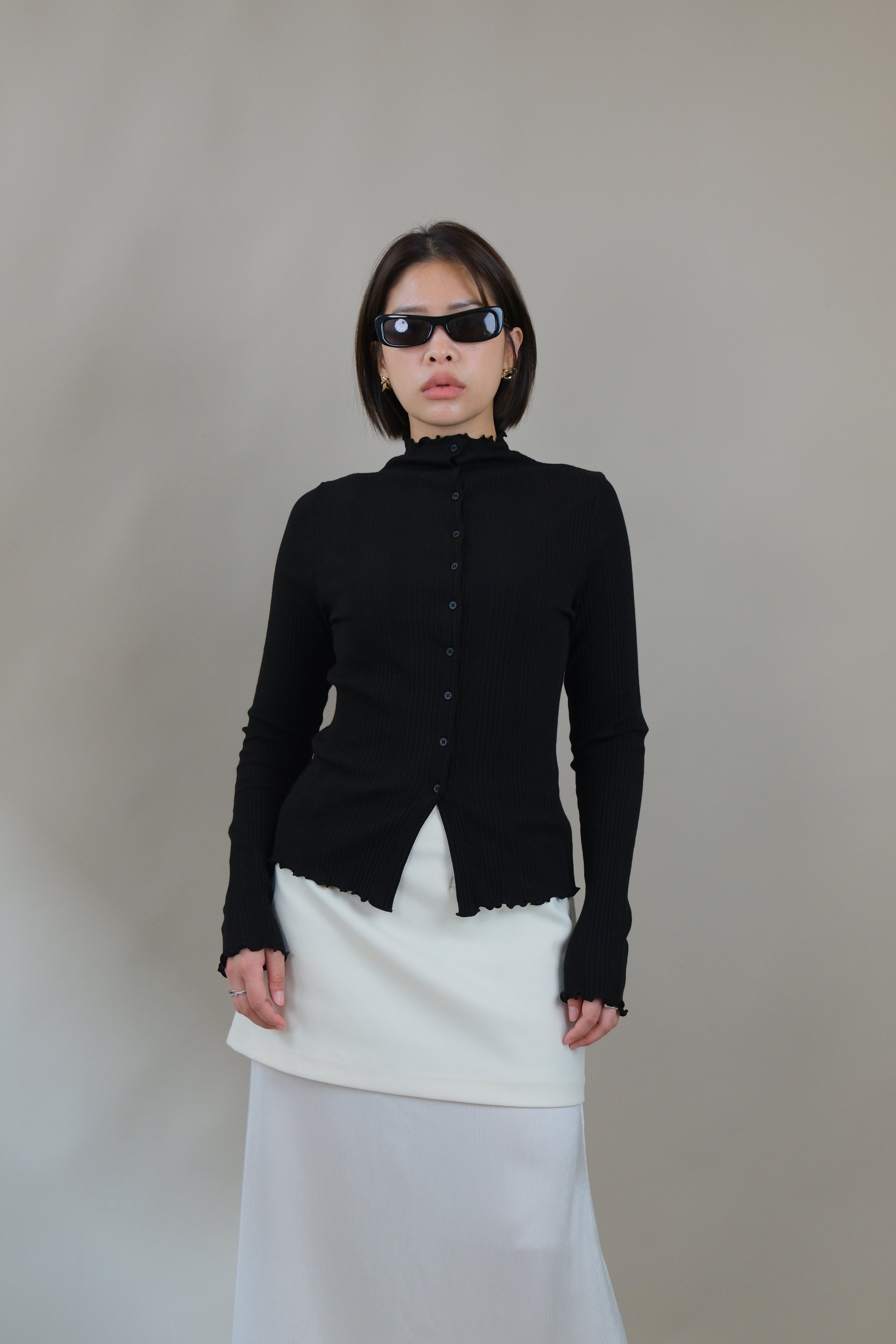 Roony ruffle edge 2-way cardigan