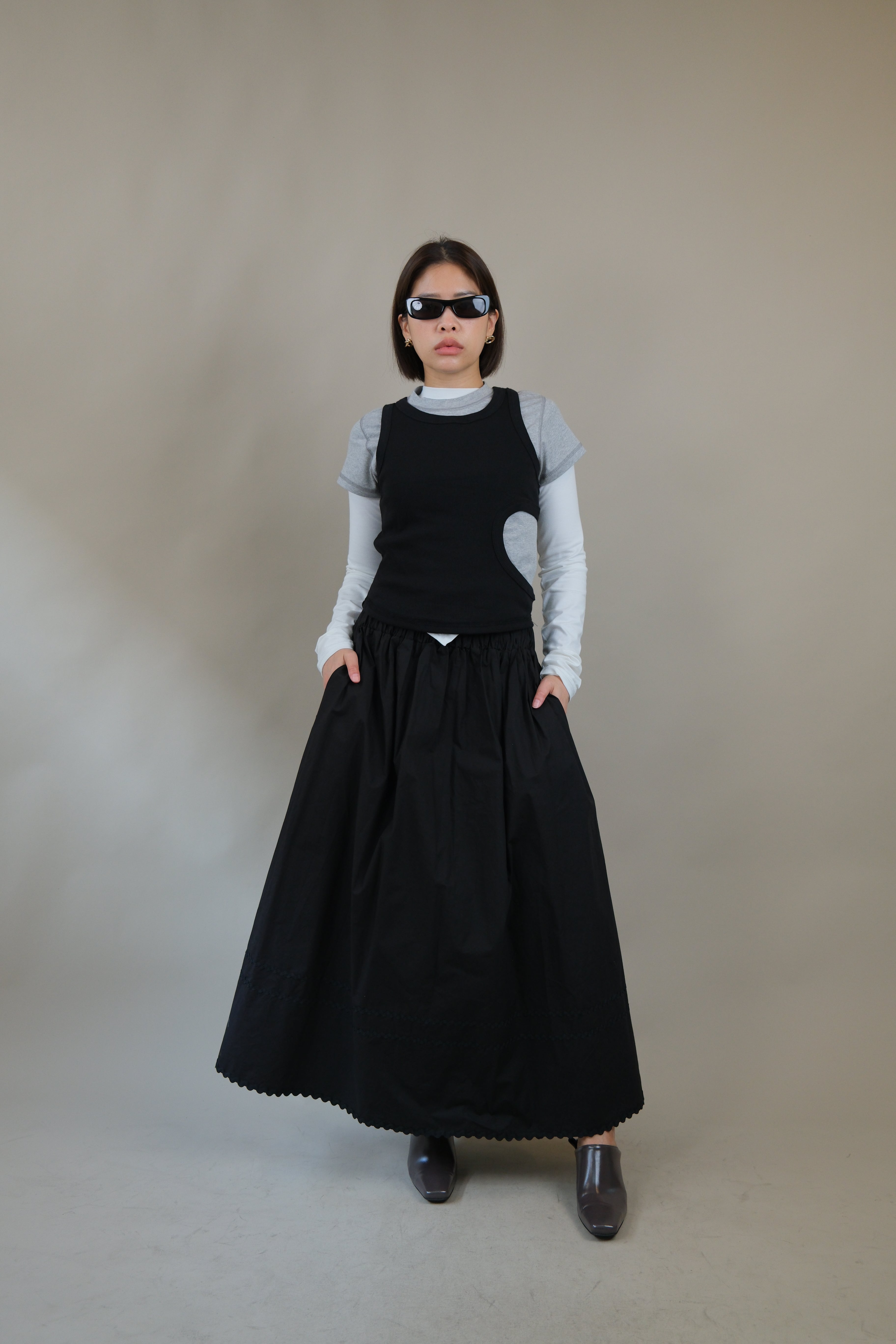 Wavey tape maxi skirt