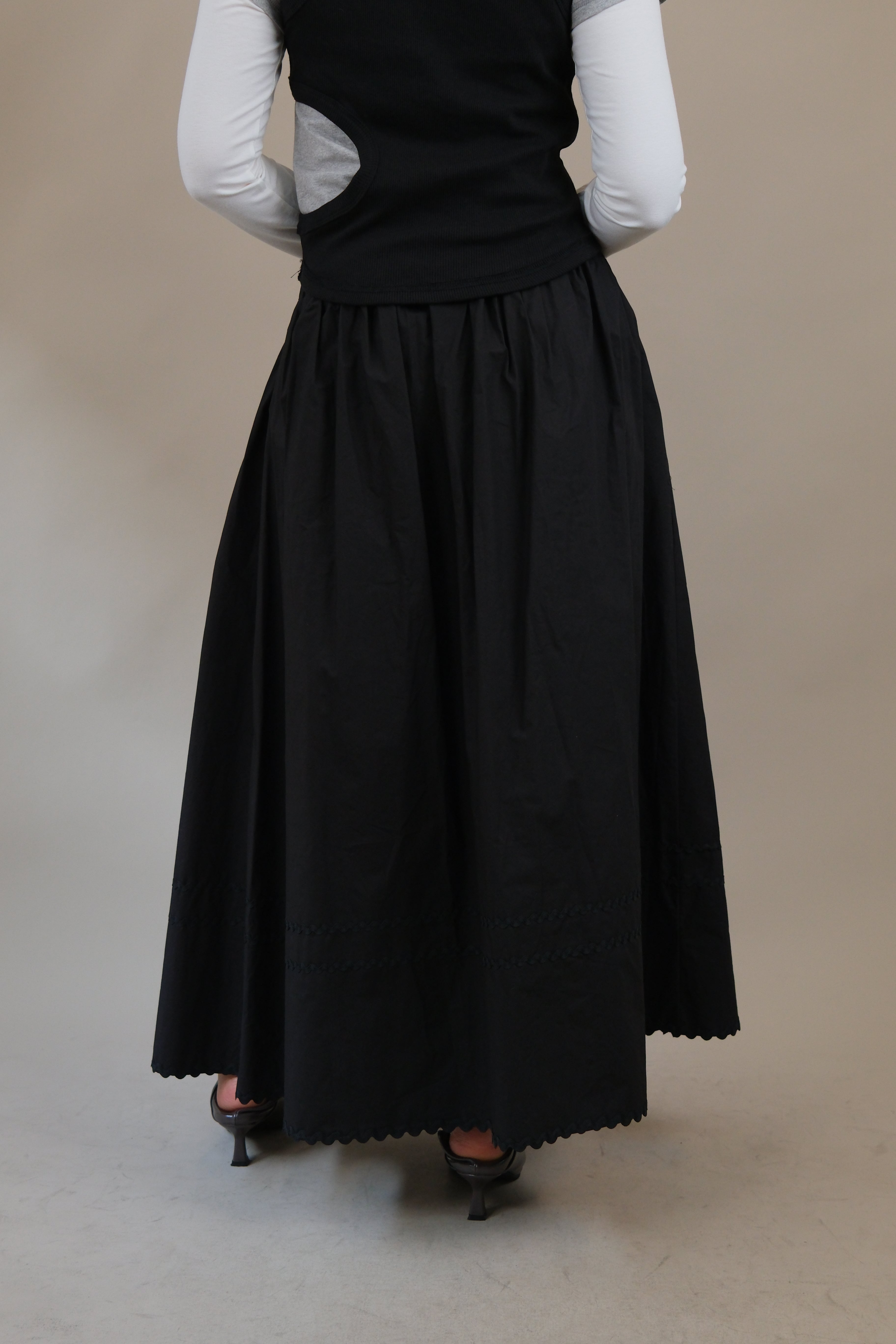 Wavey tape maxi skirt