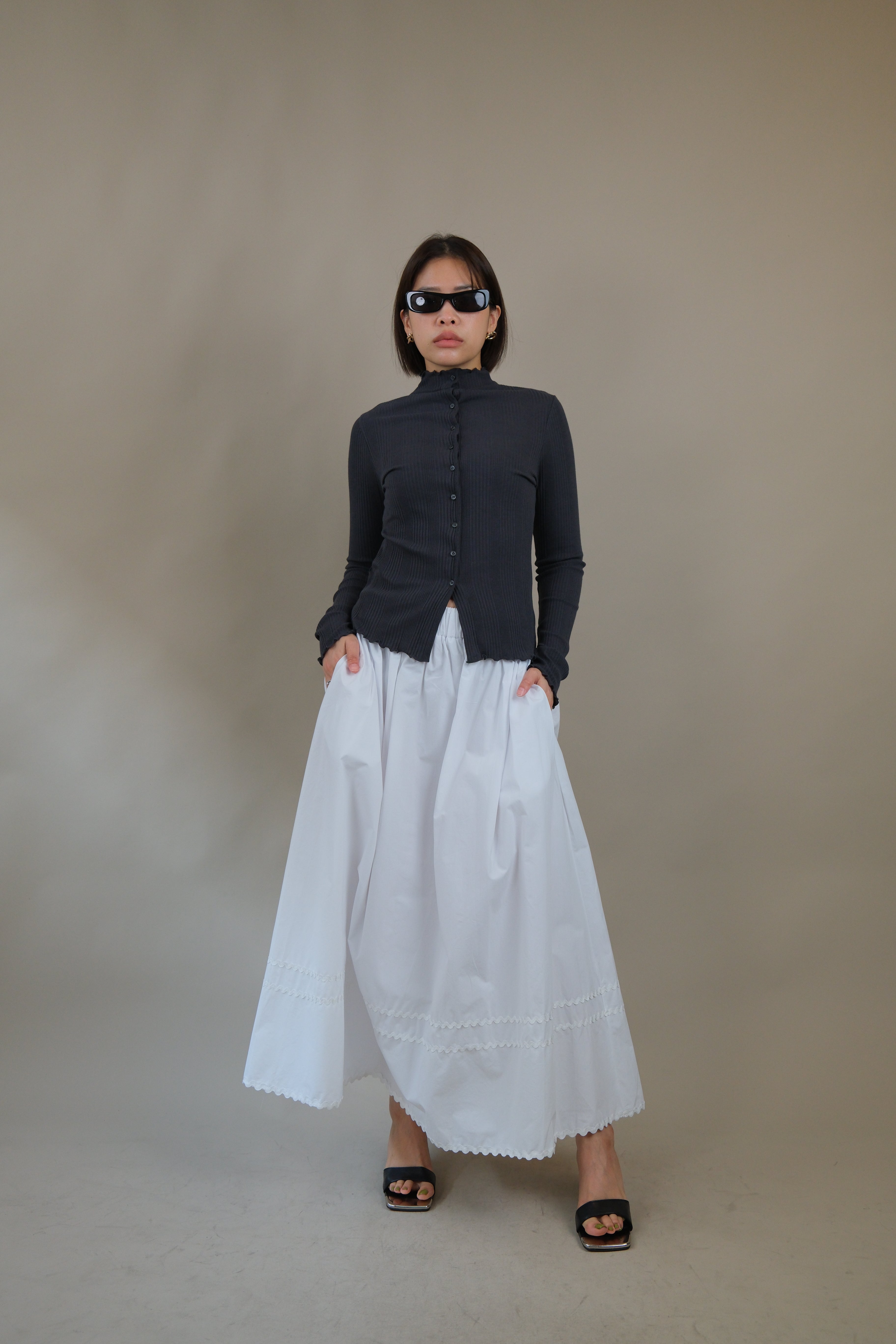 Wavey tape maxi skirt