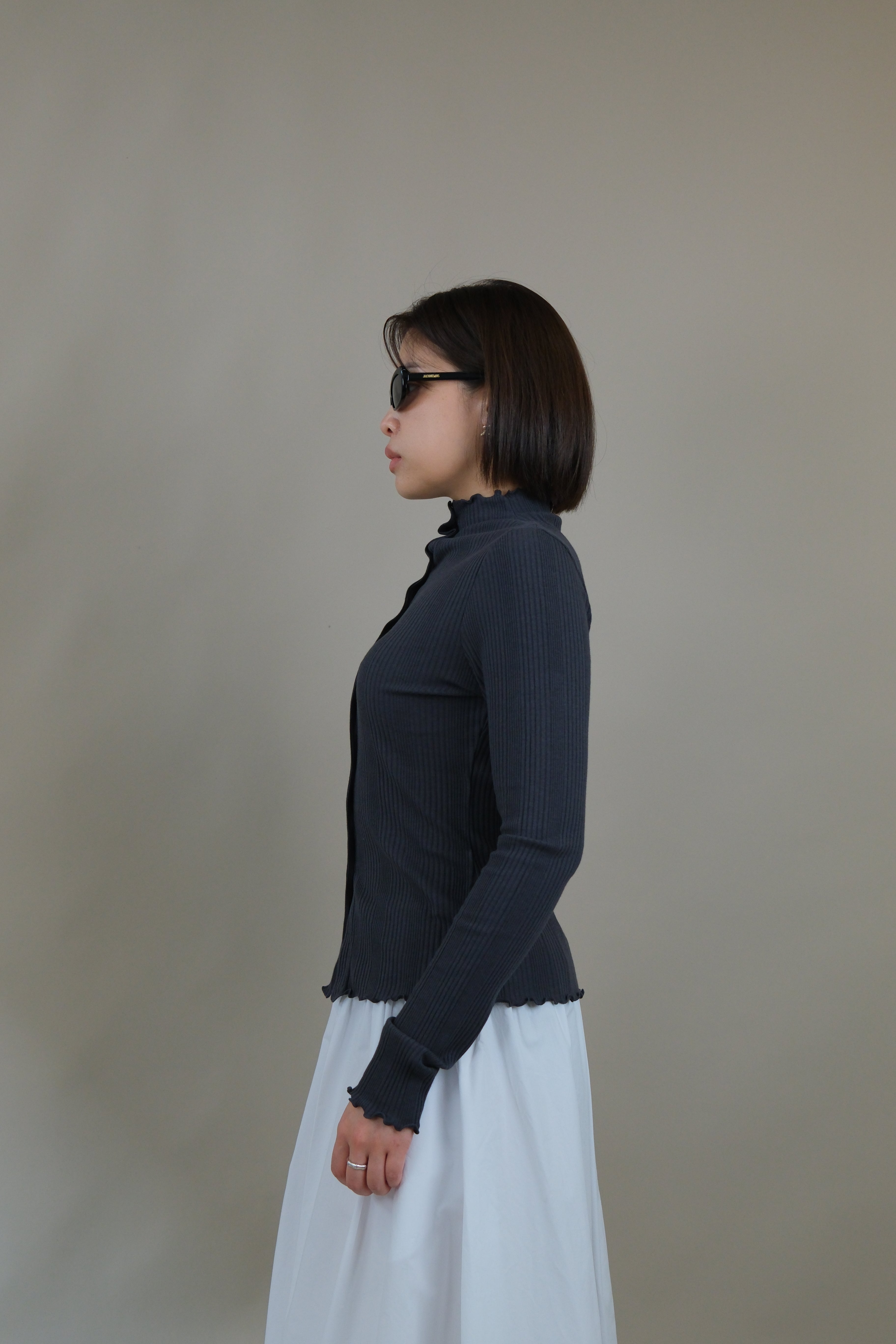 Roony ruffle edge 2-way cardigan