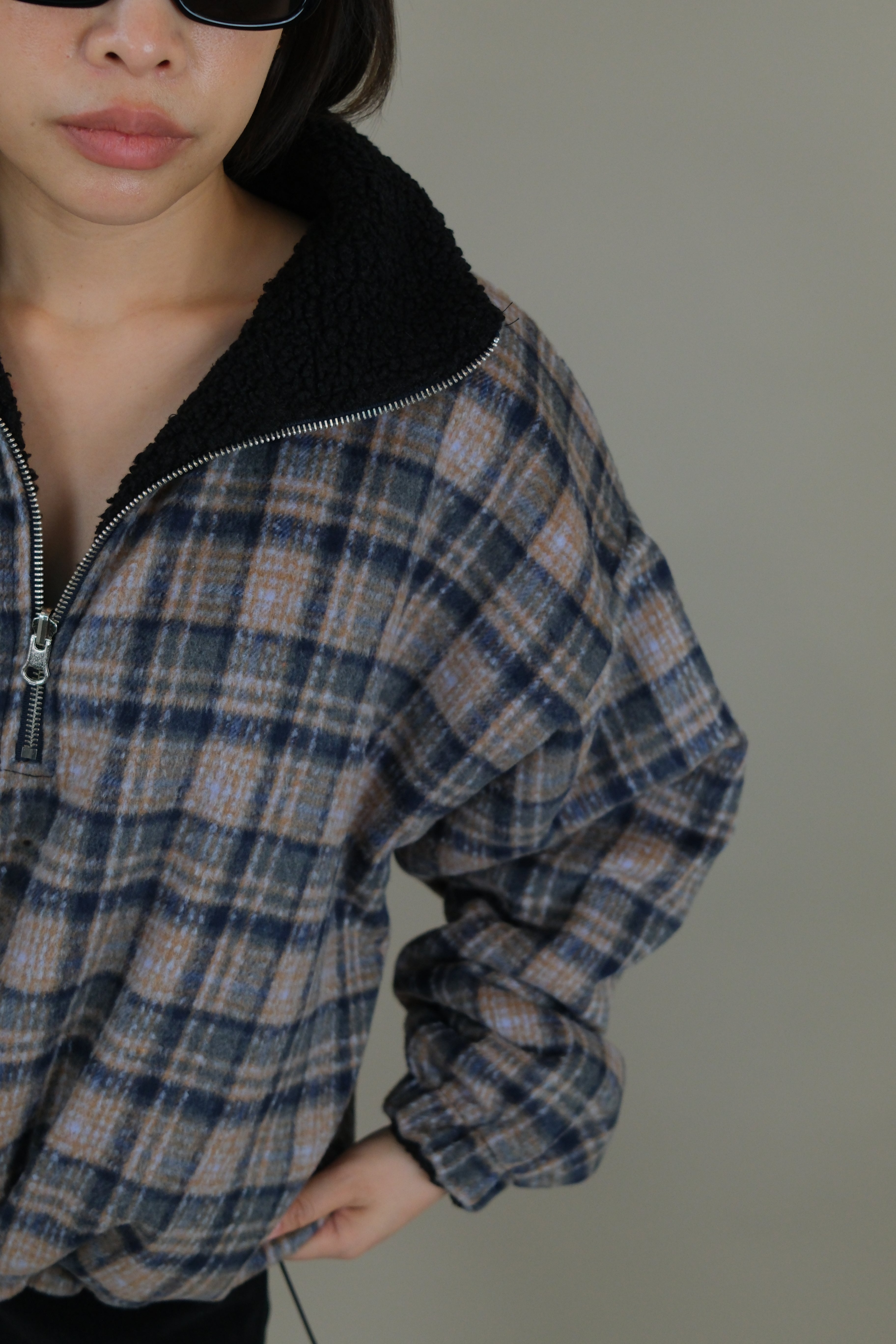 reversible teddy pullover