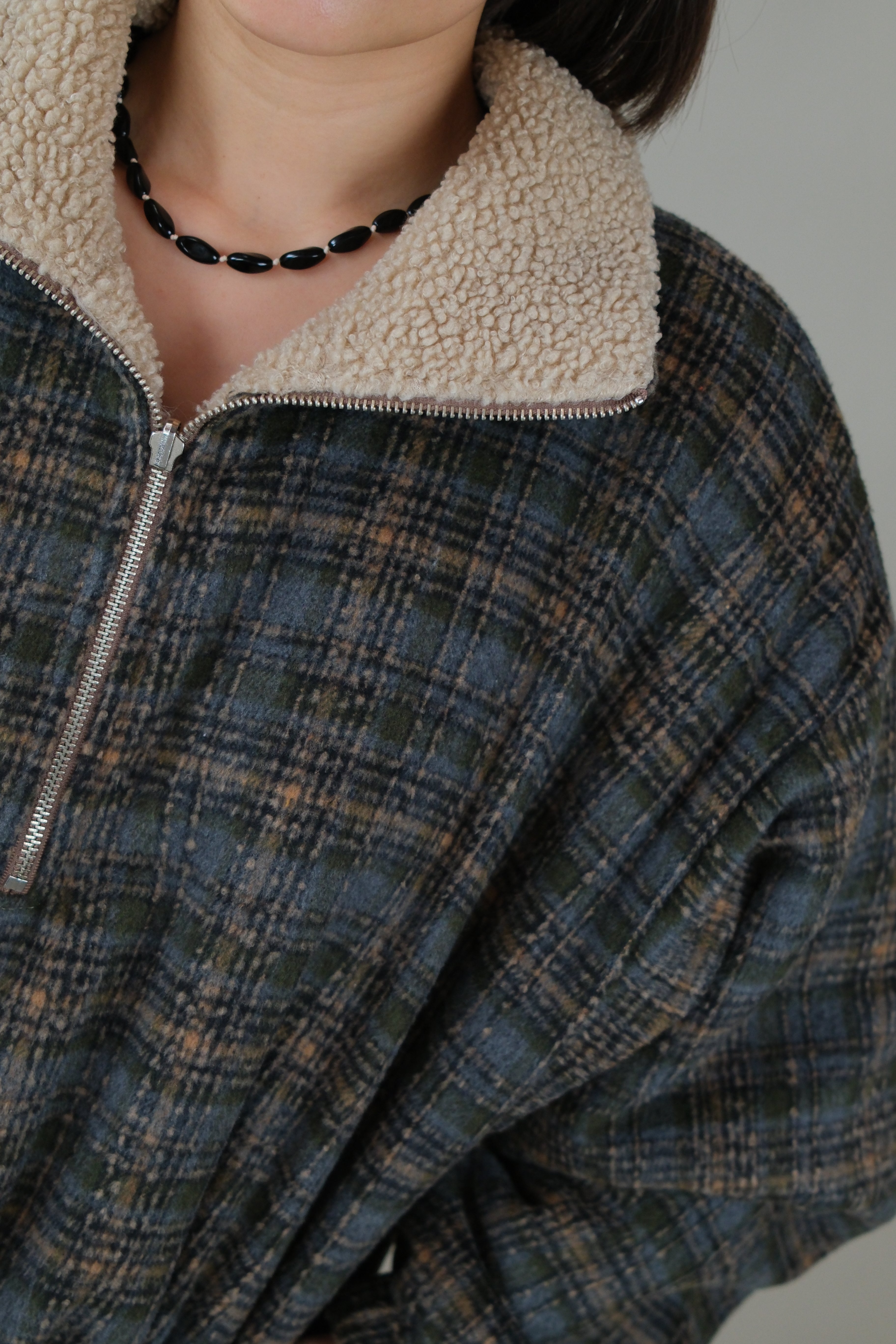 reversible teddy pullover