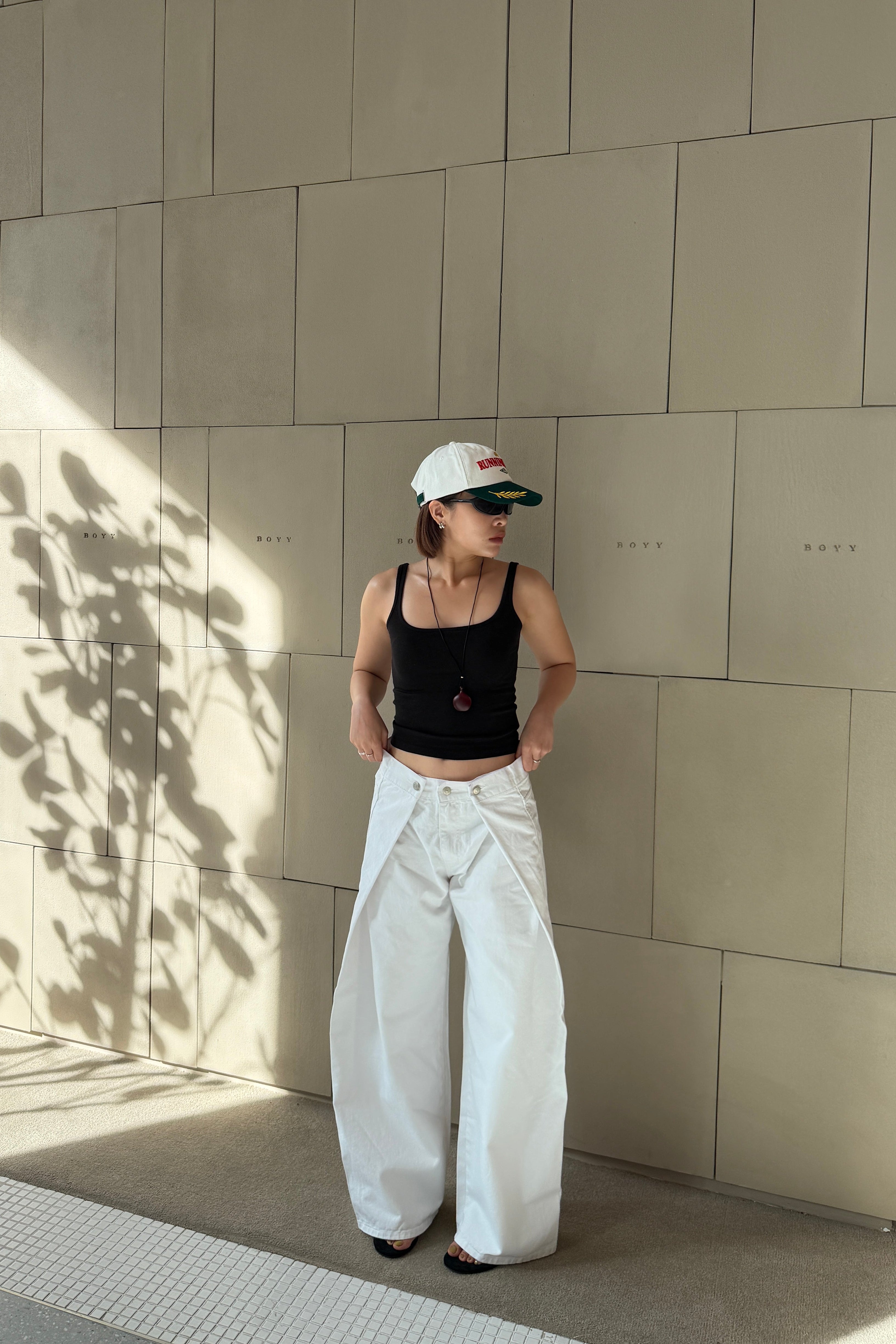 Exaggerated 2 way wrap jeans