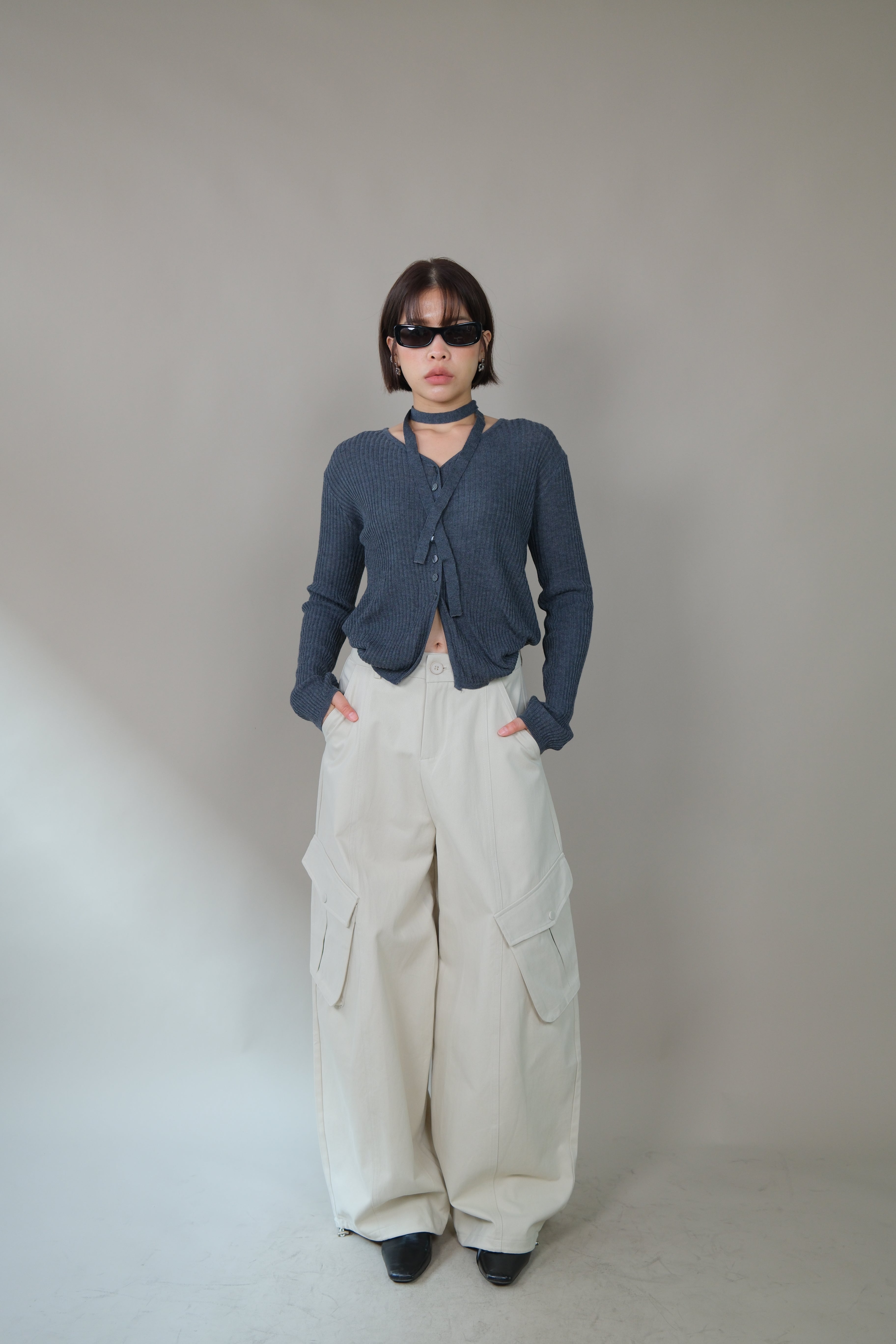 Cotton adjustable hem cargo pants