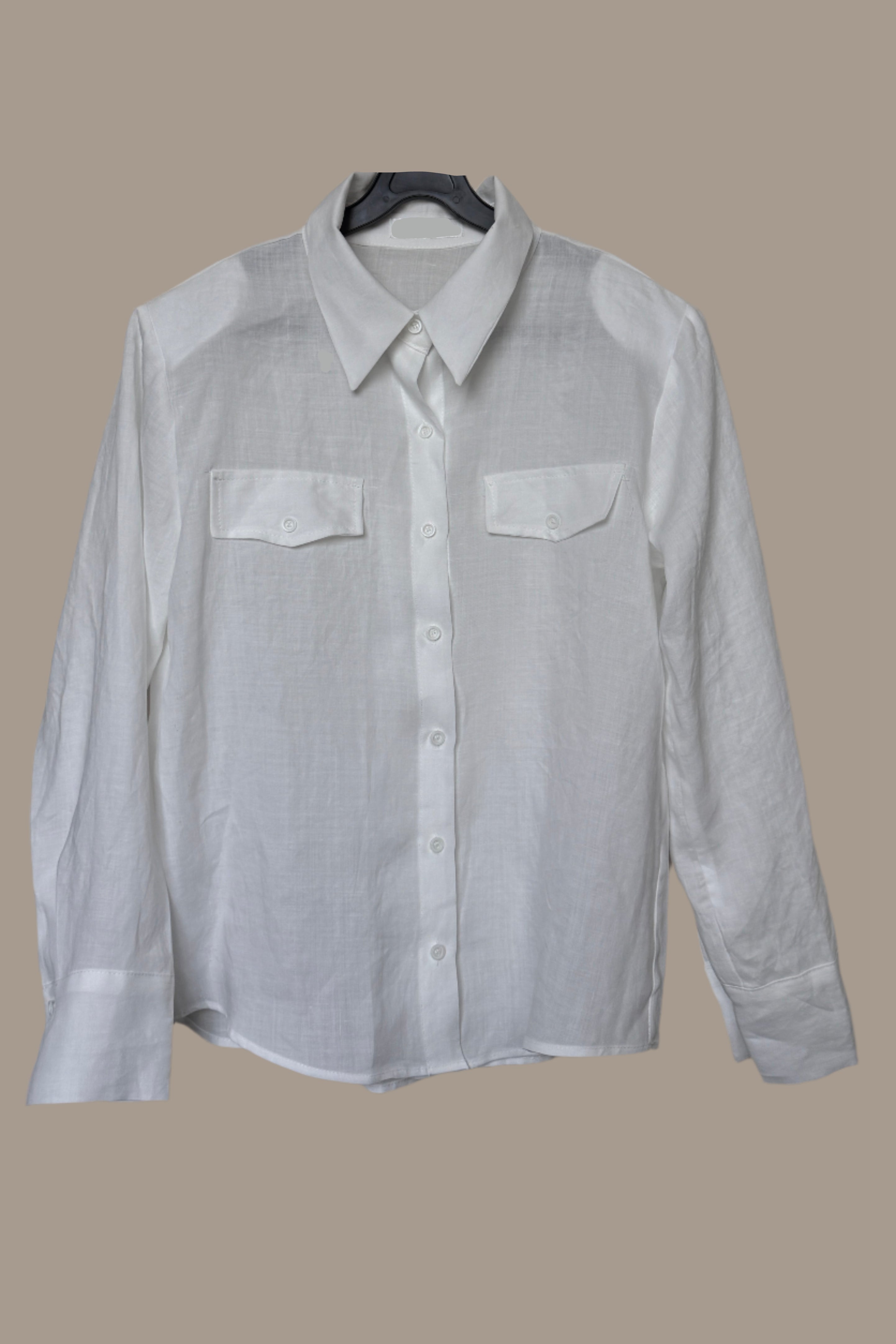 Linen padded shoulder shirt