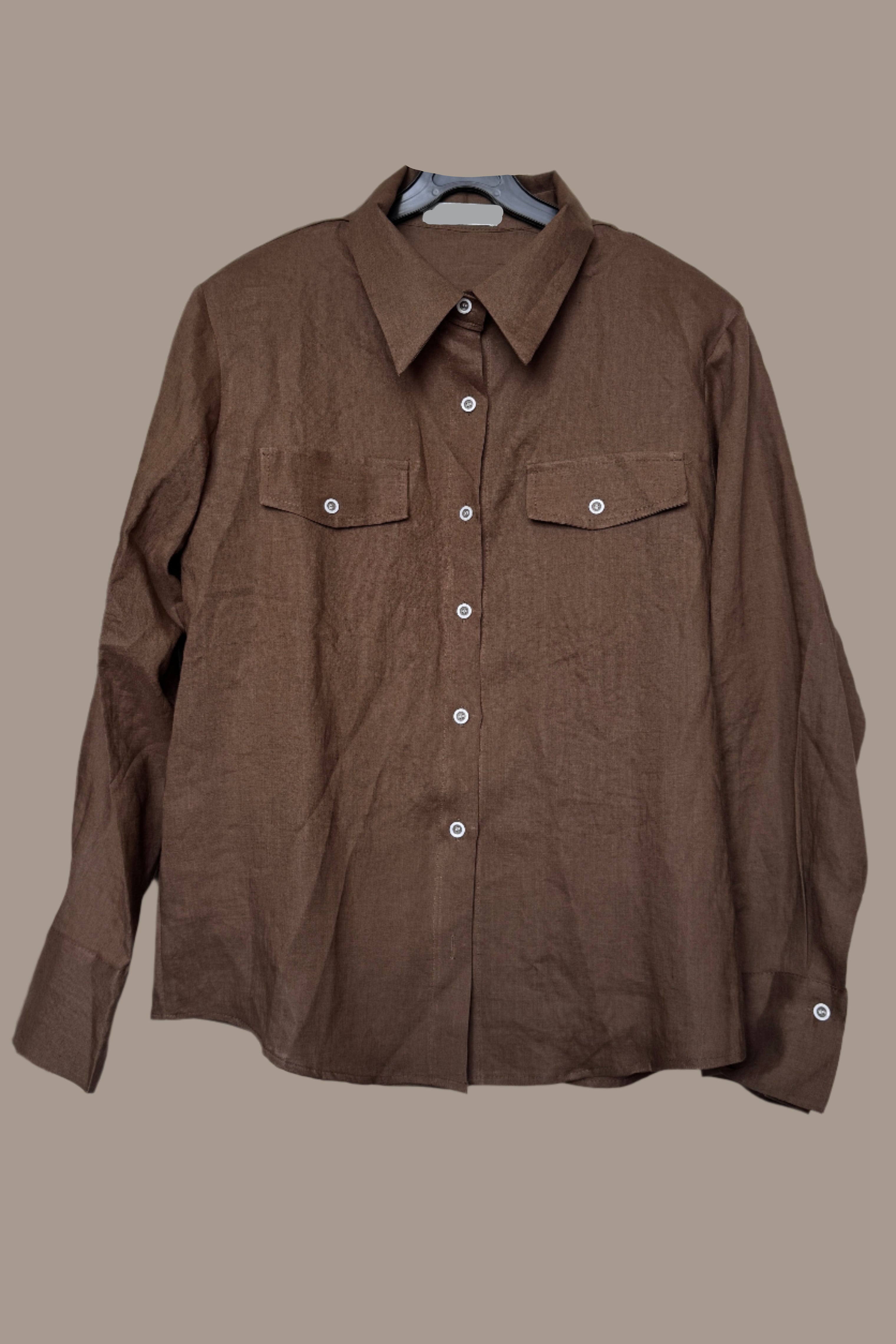 Linen padded shoulder shirt