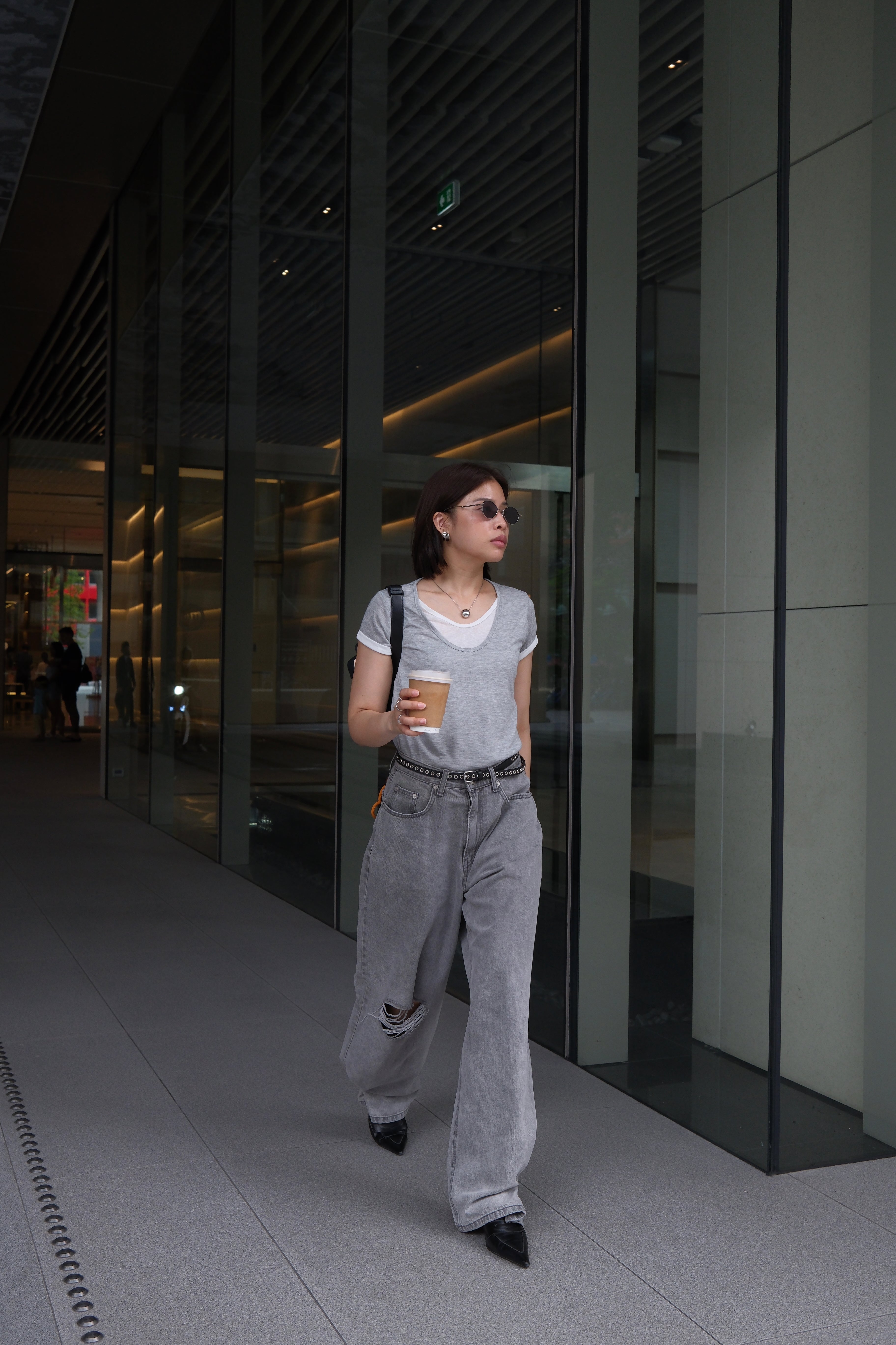 double-layer rolled-up slim tee