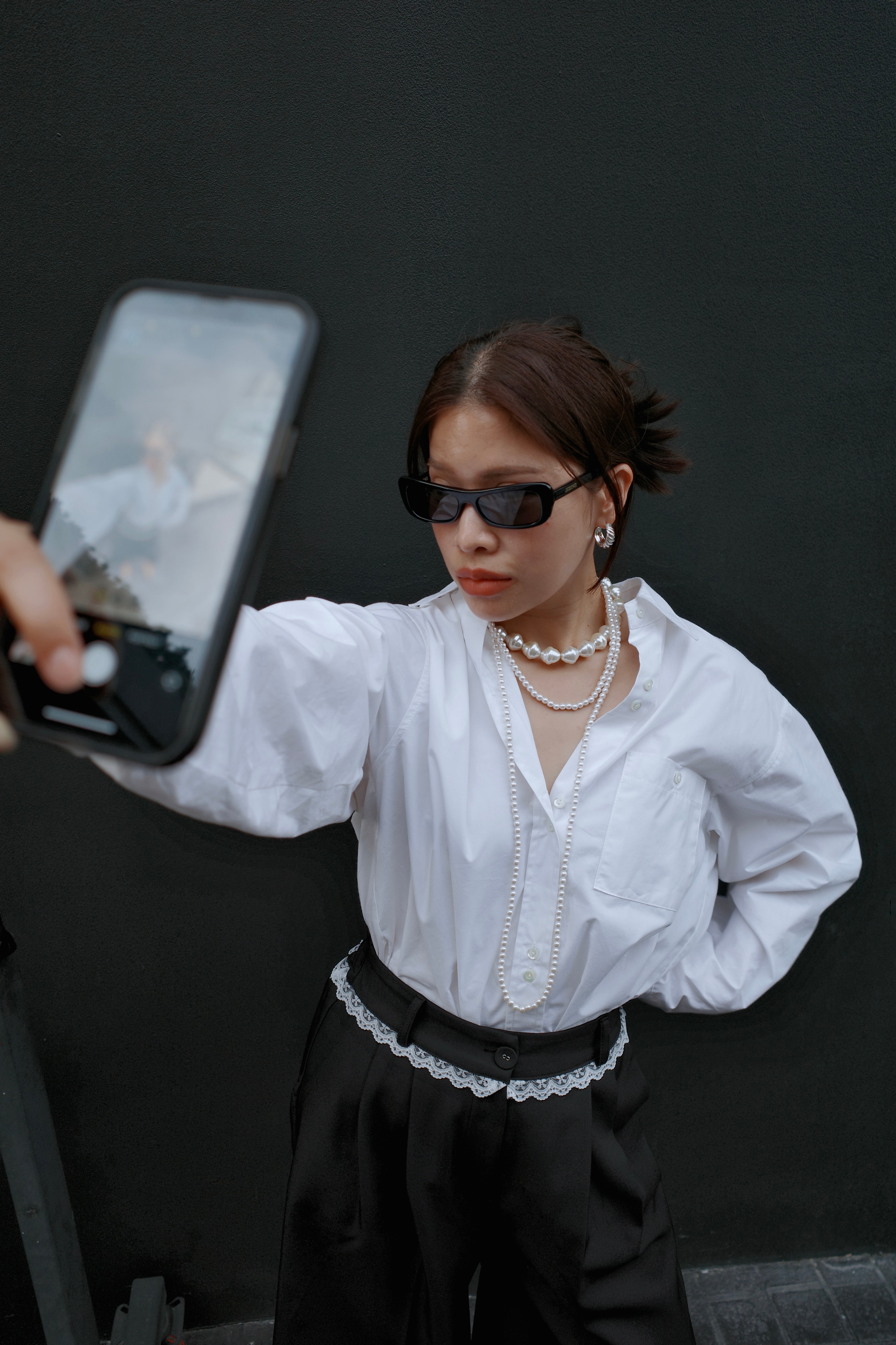 double button plain shirt