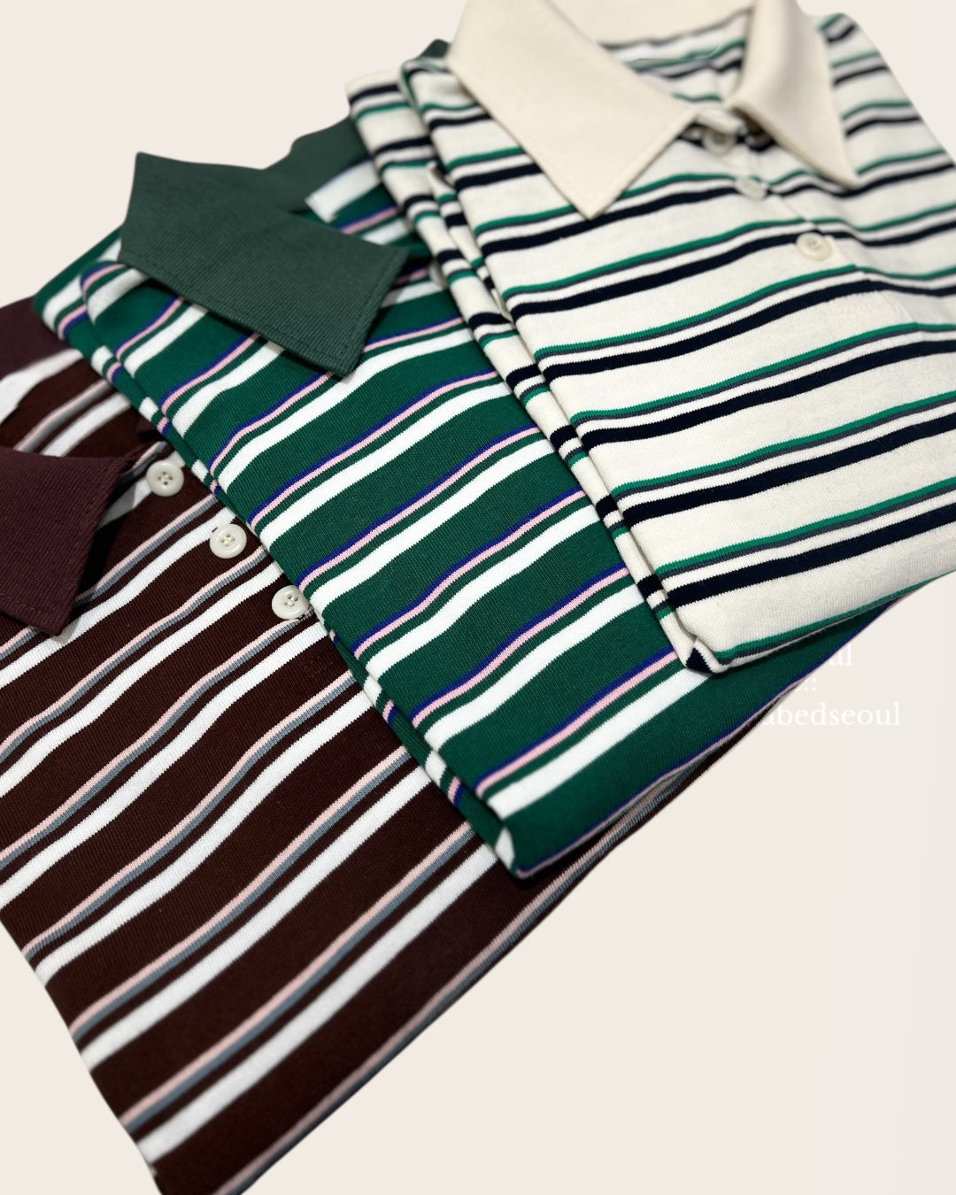 striped cotton long sleeve polo