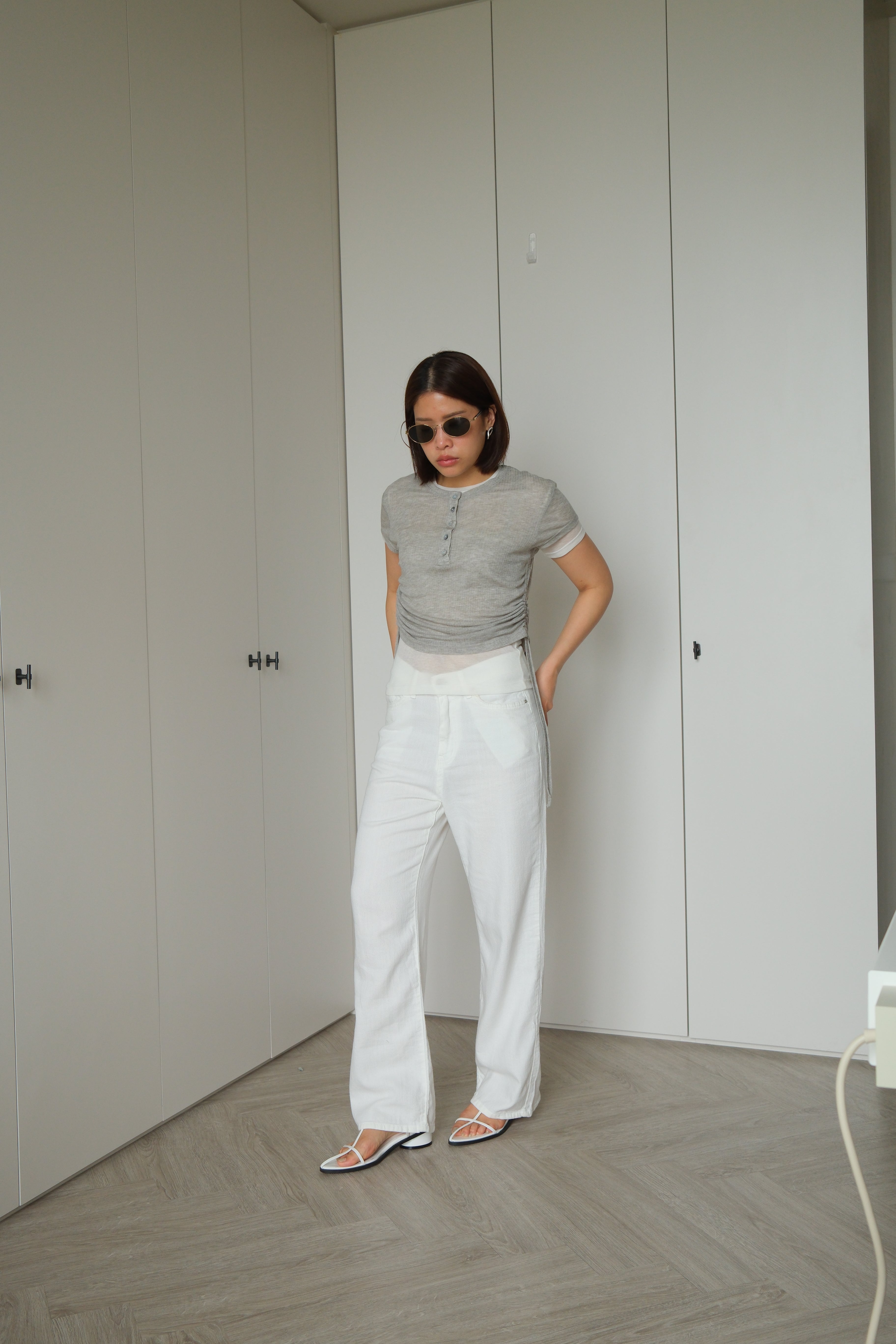 side ruched double-layered soft tee