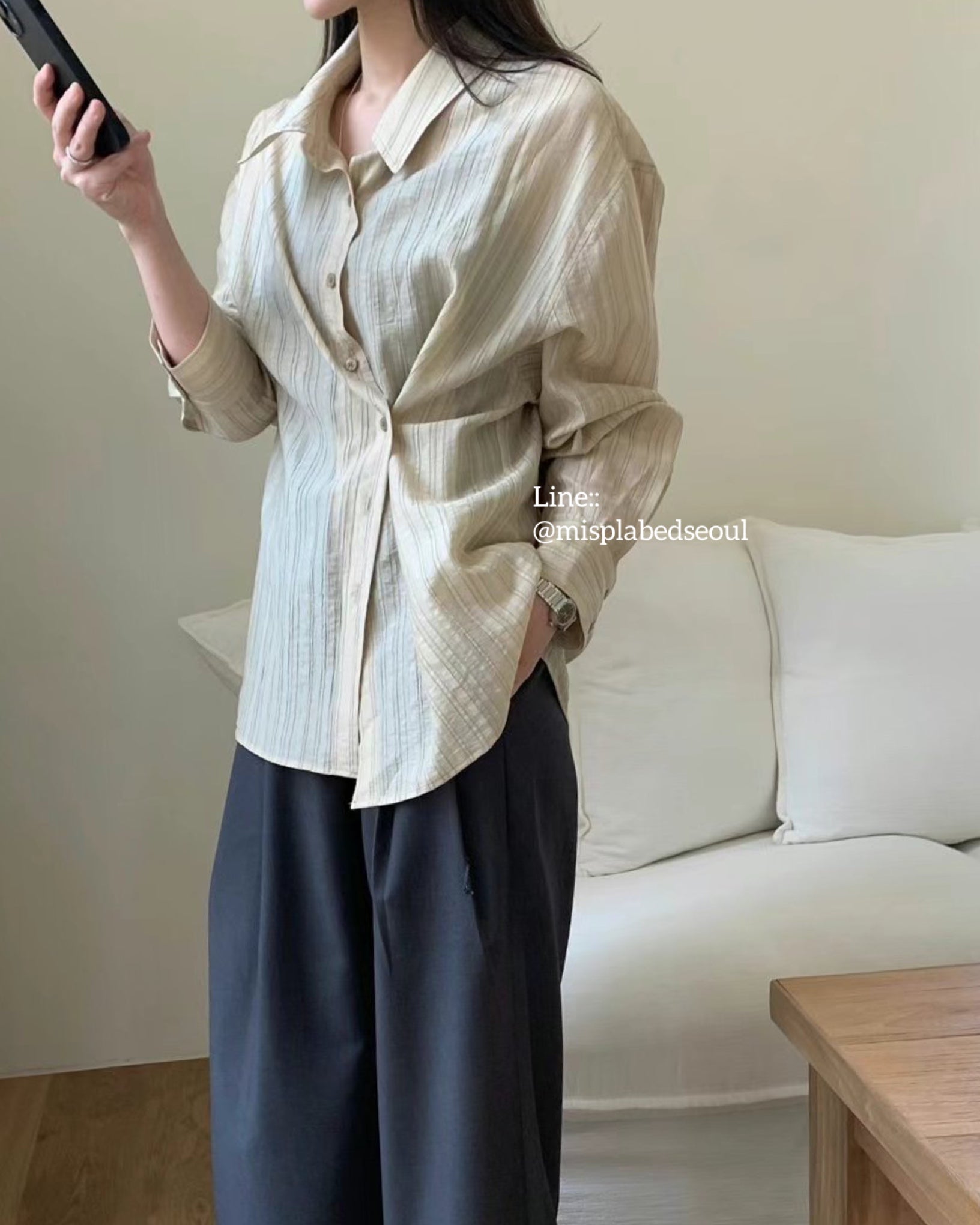 2 style stripe sheer shirt