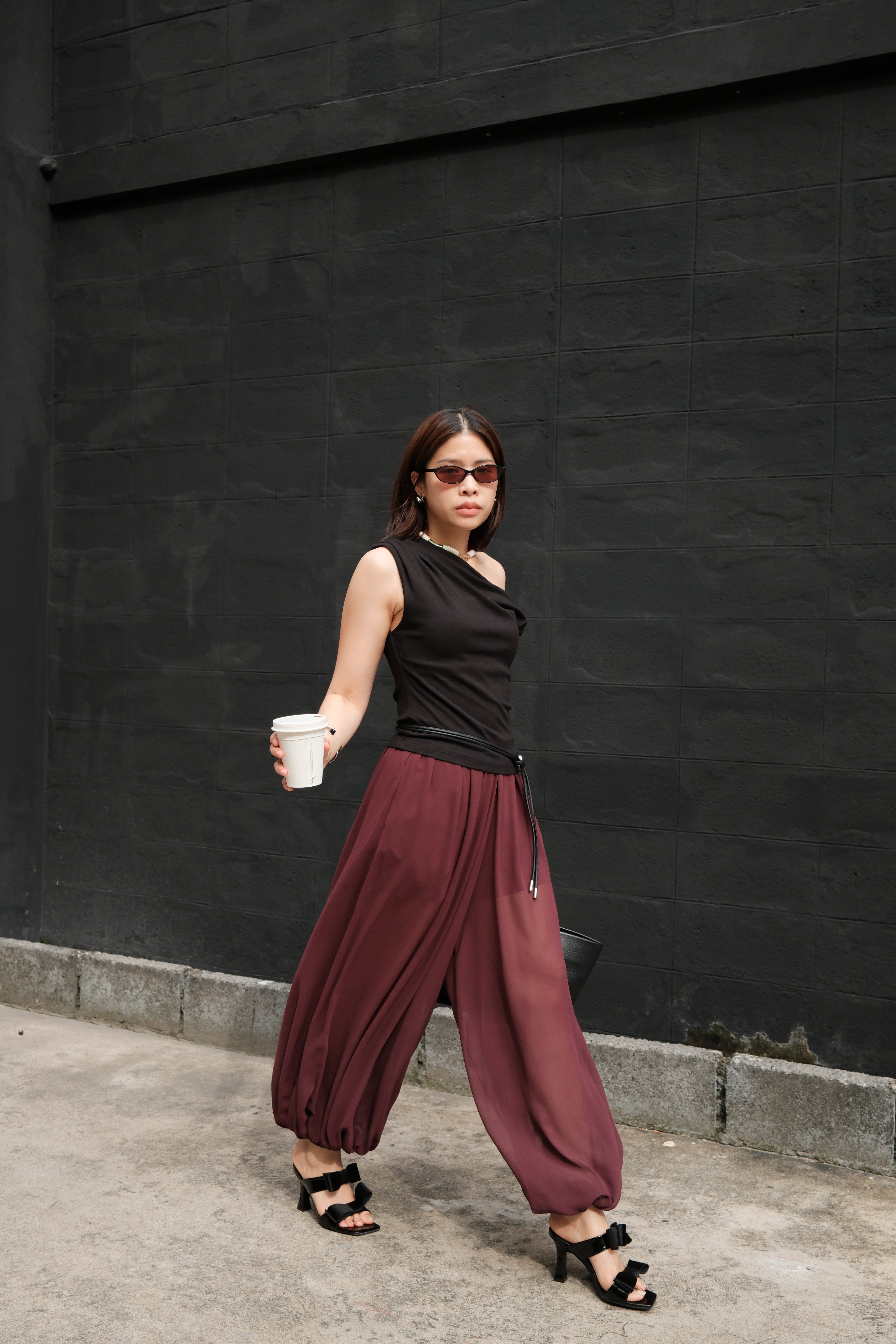 asymmetry twist sleeve soft tee