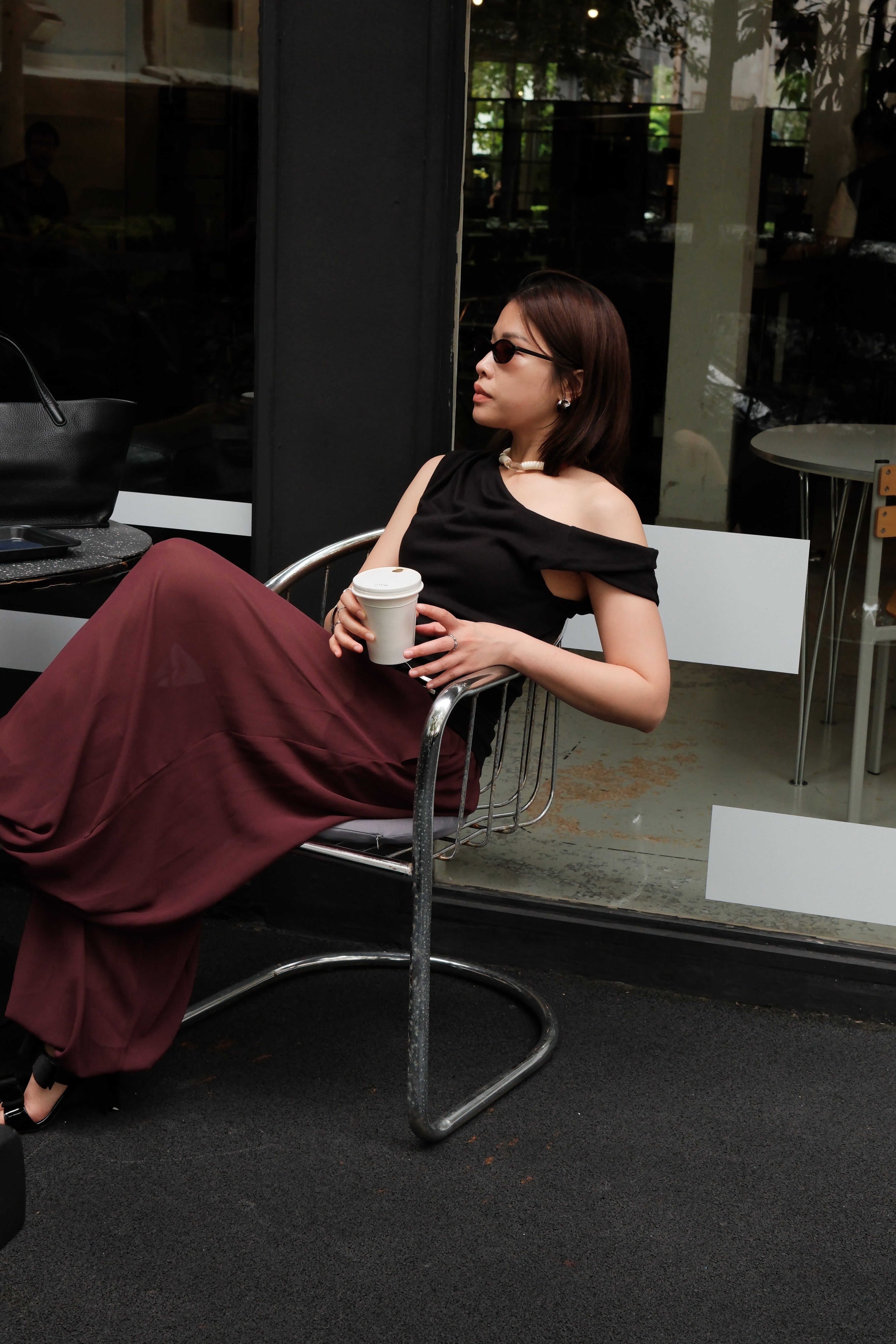 asymmetry twist sleeve soft tee