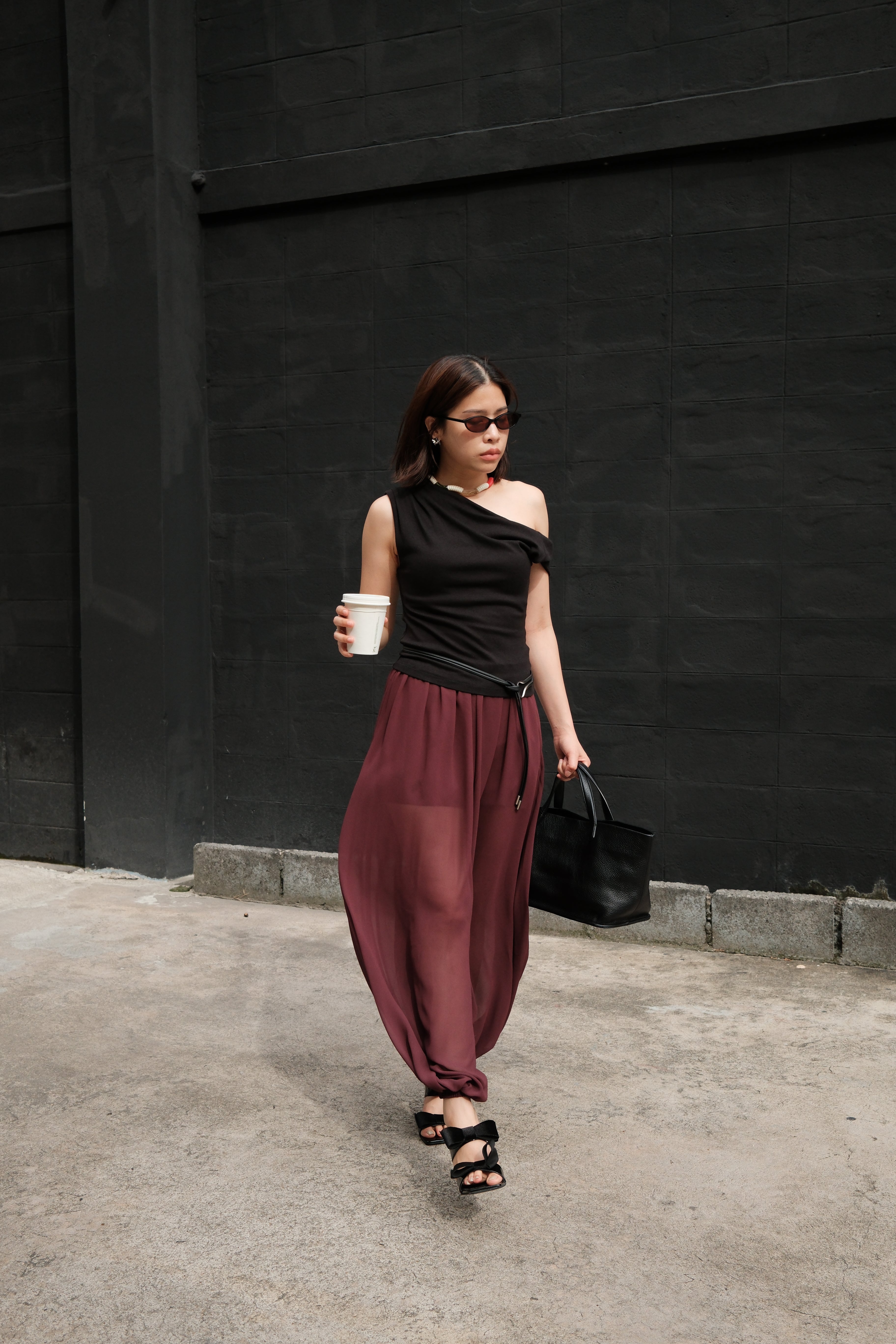 asymmetry twist sleeve soft tee