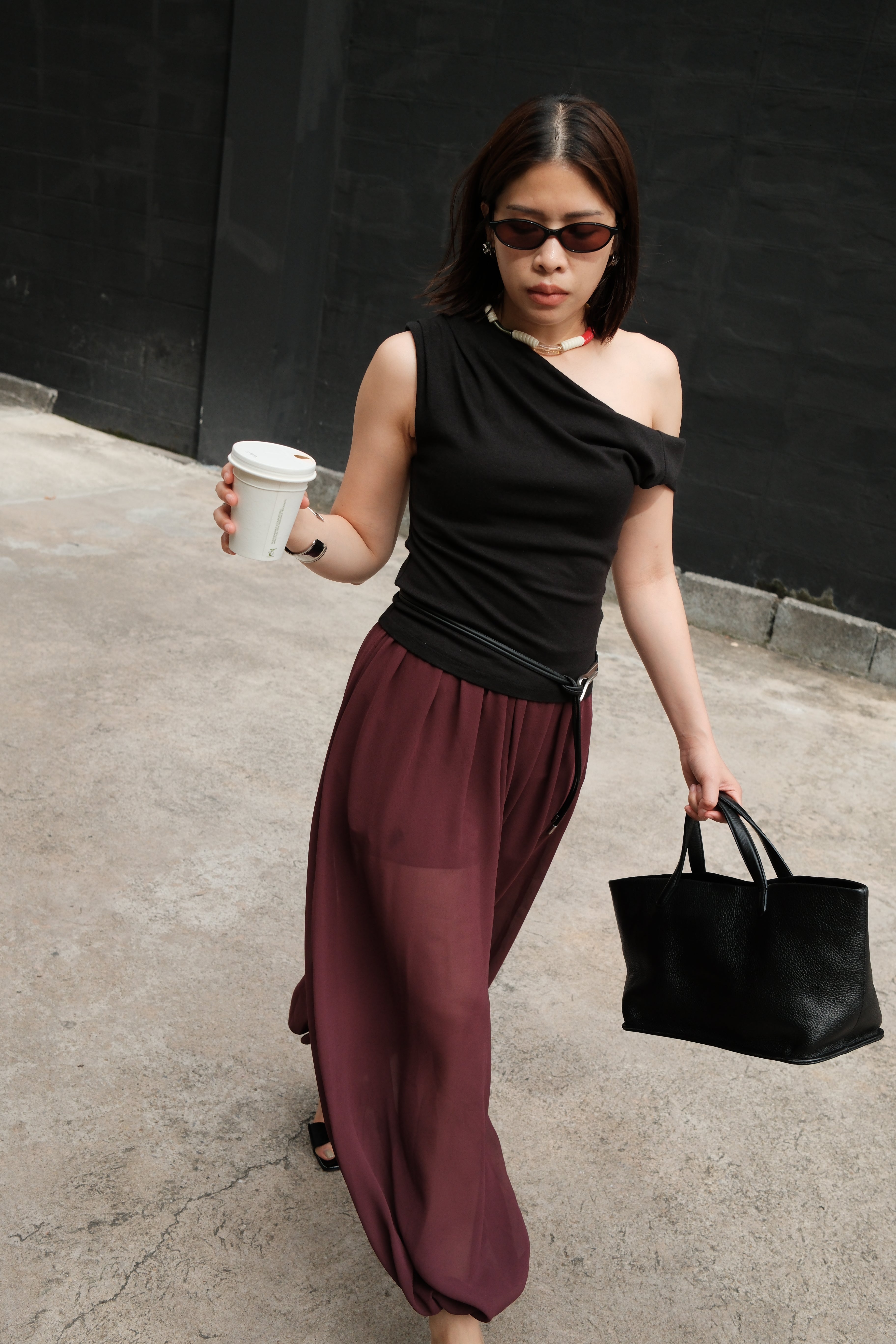 asymmetry twist sleeve soft tee
