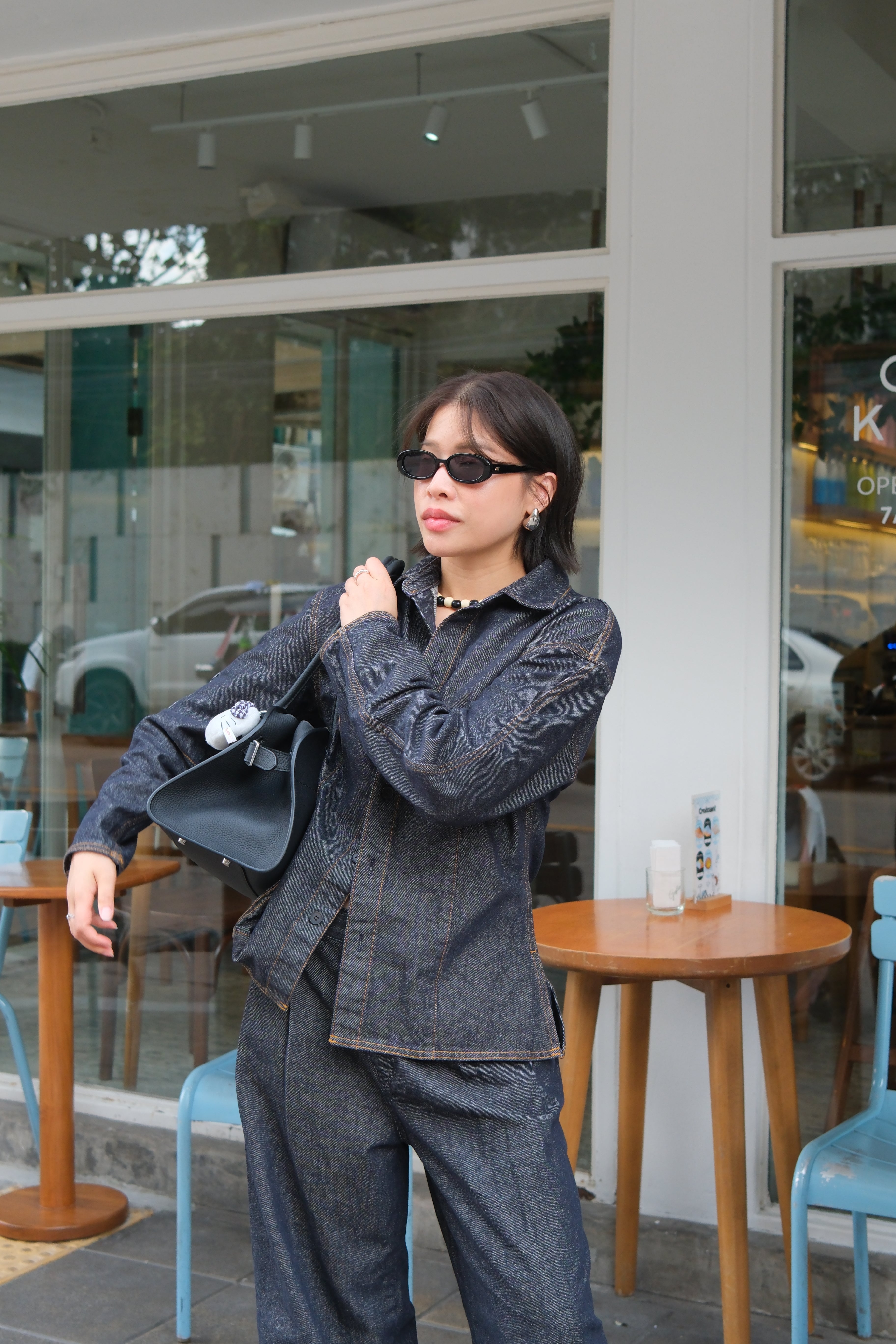 Lauren curve sleeve silhouette denim shirt