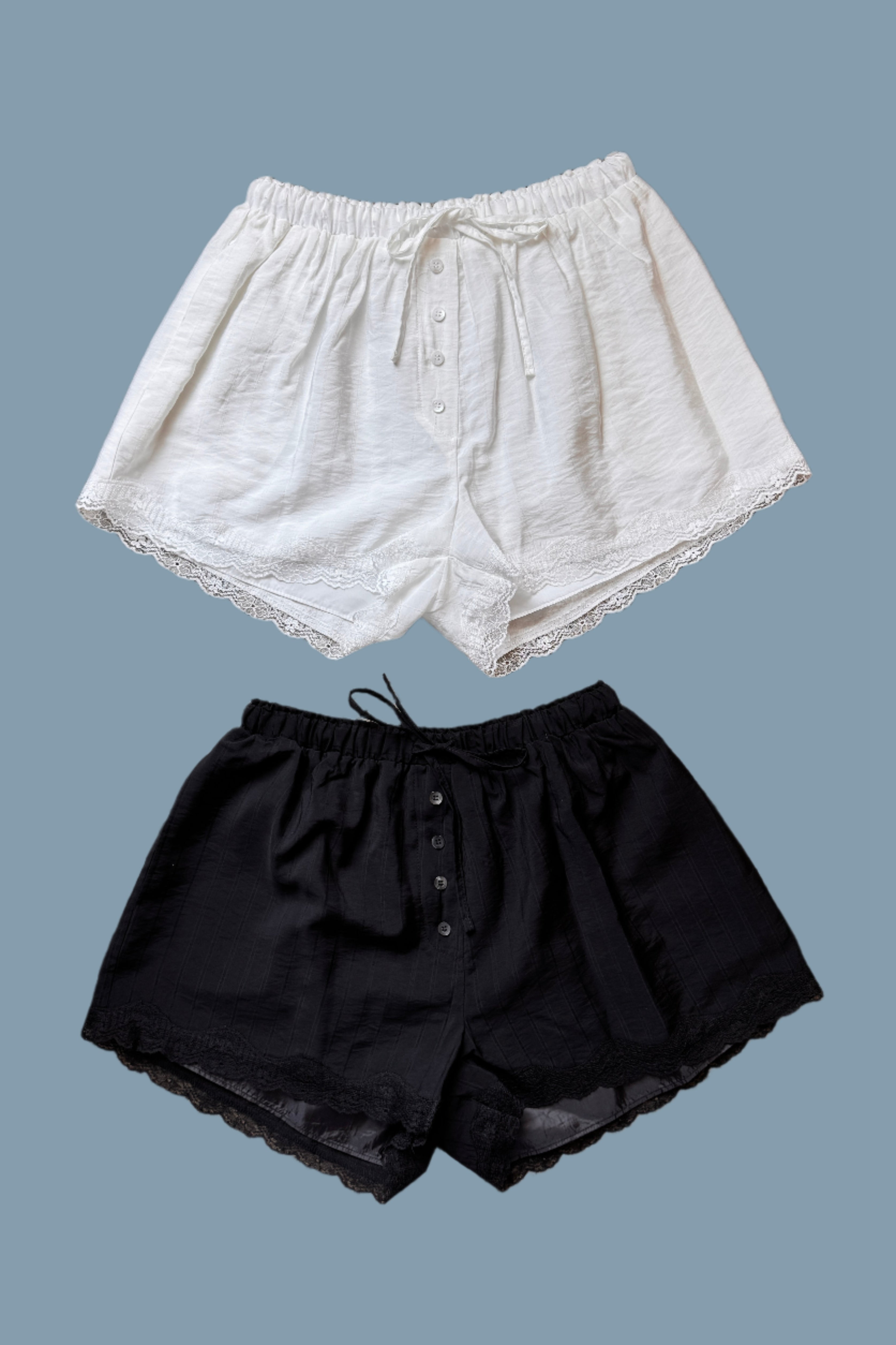 Lace edge satin shorts