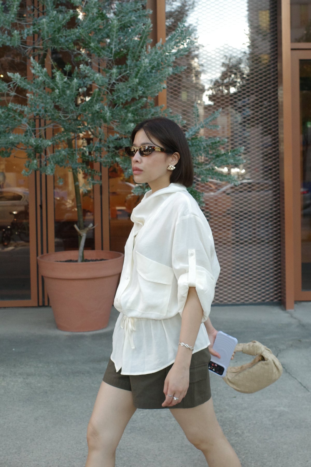 Cinch Waist Pocket Shirt