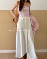 Front slit tulip denim skirt