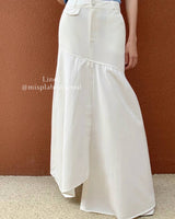 Front slit tulip denim skirt