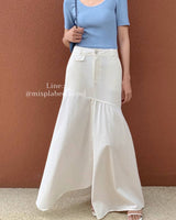 Front slit tulip denim skirt