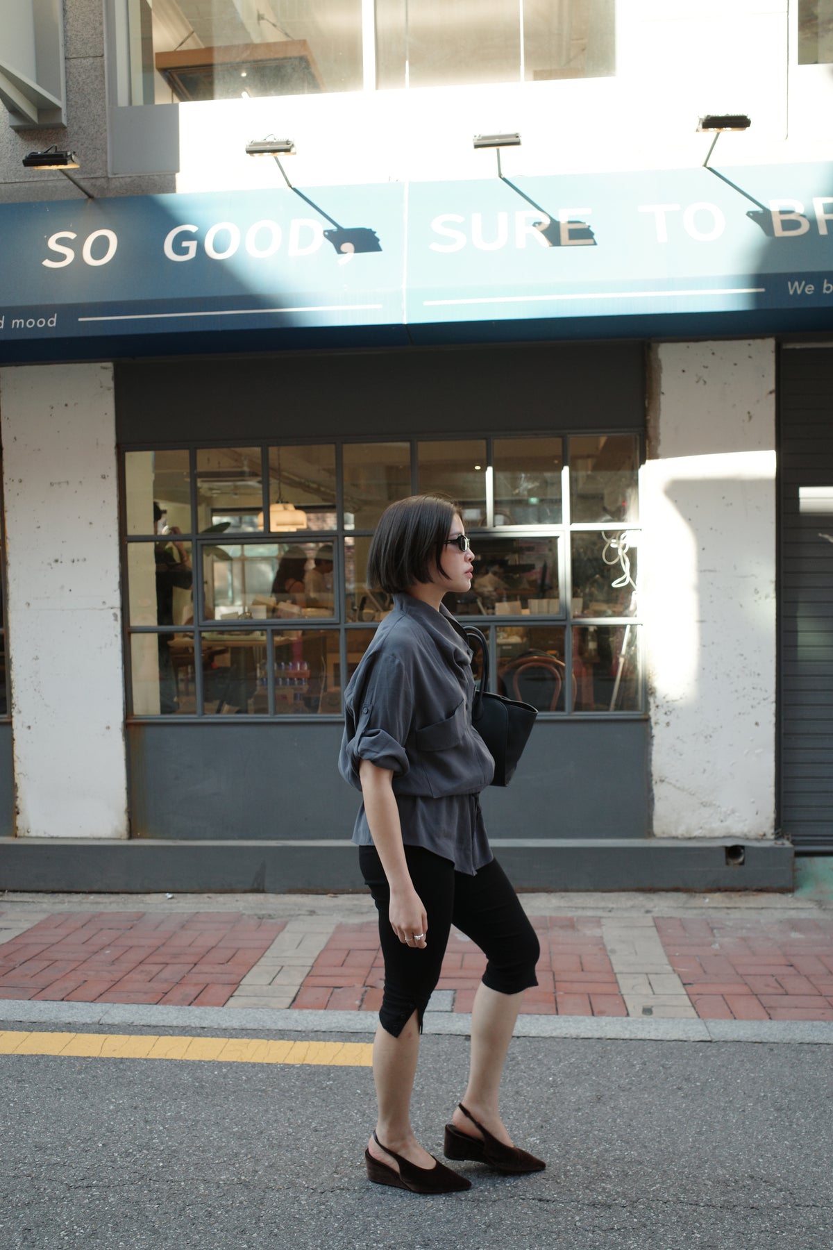 Lennie Button Hem Capri Leggings