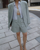 highrise pocket linen shorts
