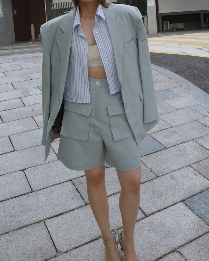 highrise pocket linen shorts