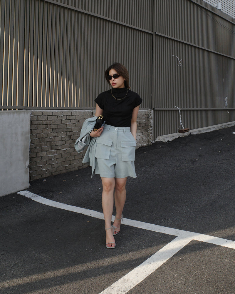 highrise pocket linen shorts