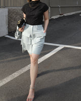 highrise pocket linen shorts