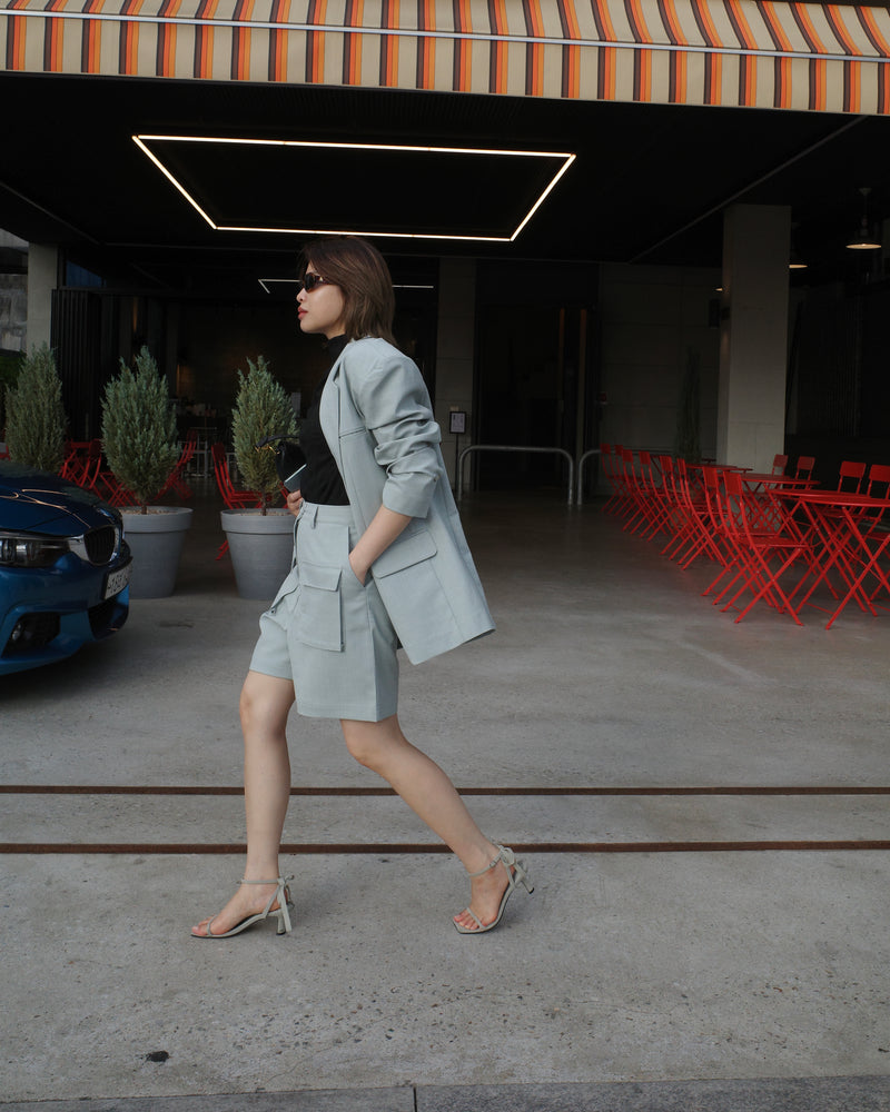 highrise pocket linen shorts