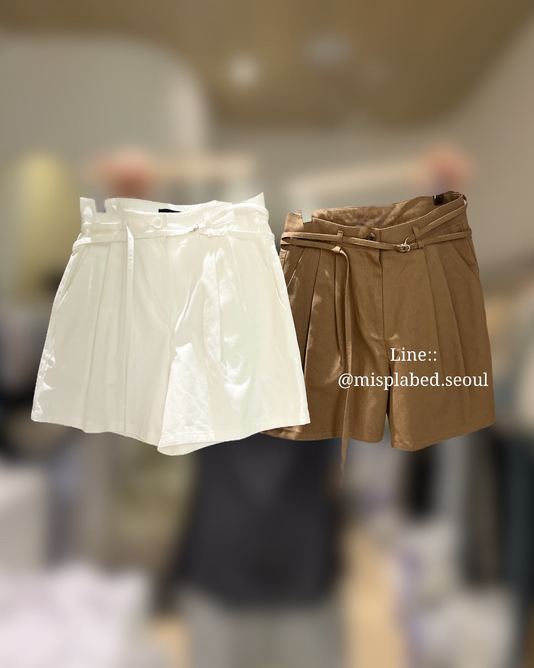 double belted pleated shorts