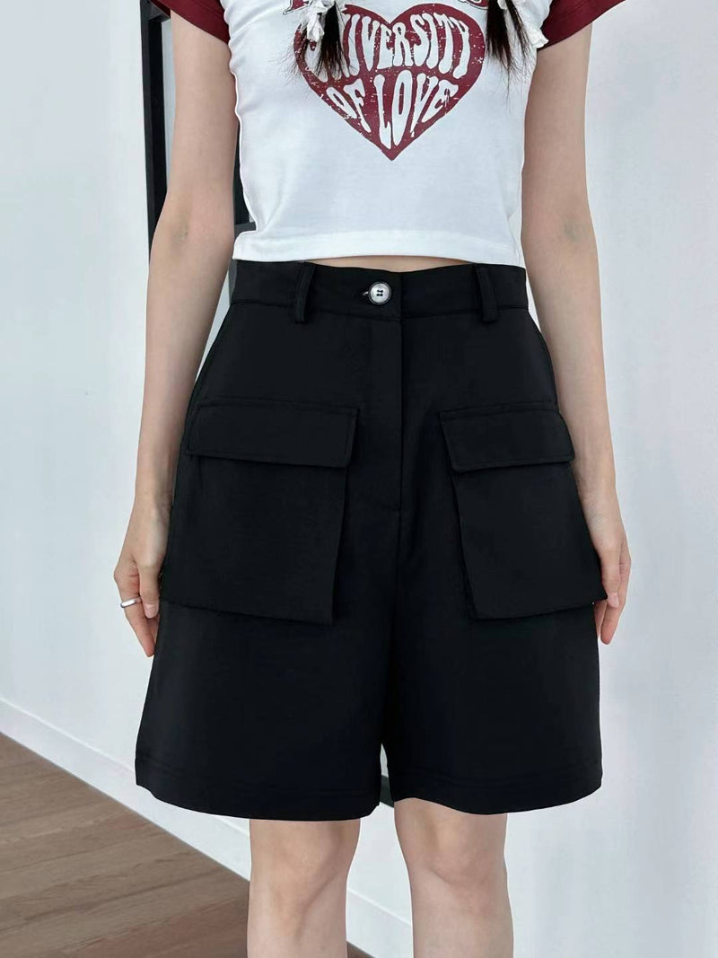 highrise pocket linen shorts