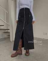 zip up pocket long skirt
