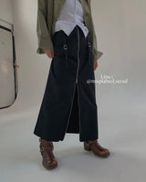 zip up pocket long skirt