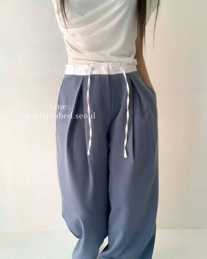 elasticated waistband pleated trousers