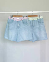 adjustable waist denim short