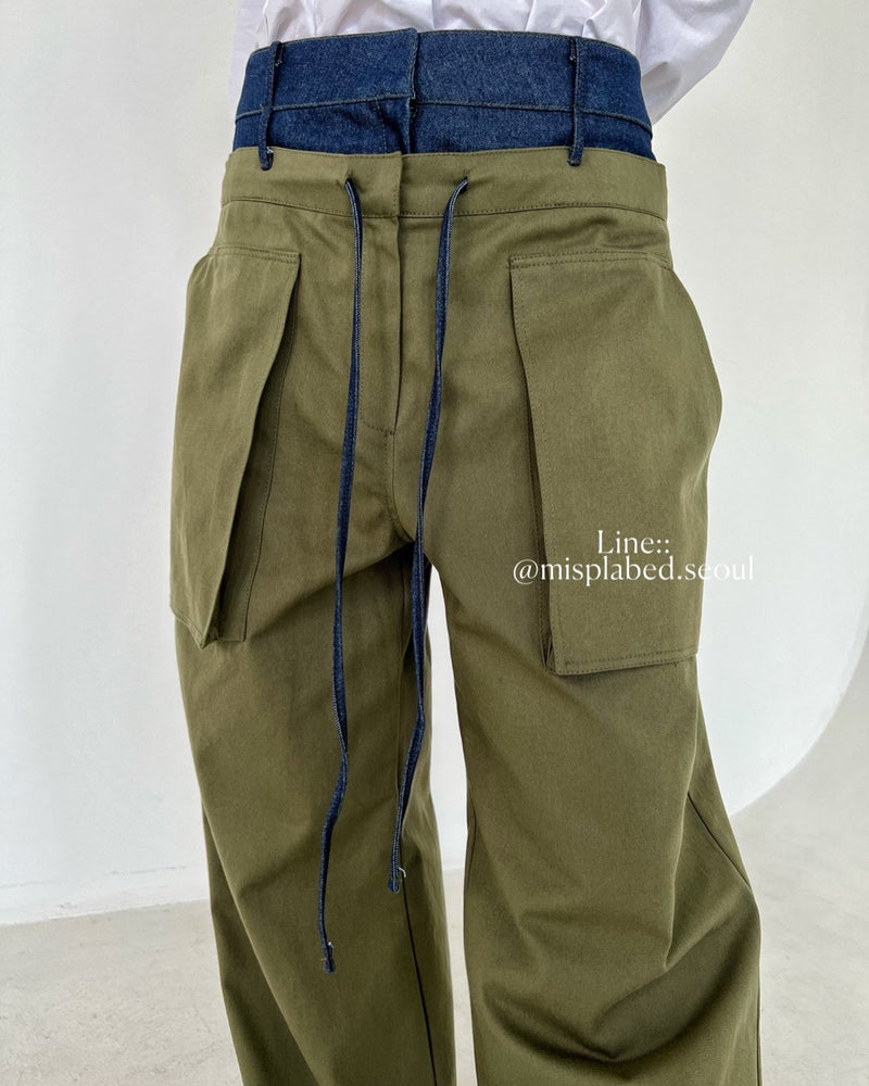 double waistband cargo pants