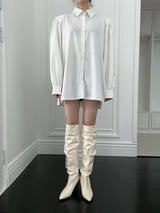 2-way stripe oversized shirt (w/ slim scarf)