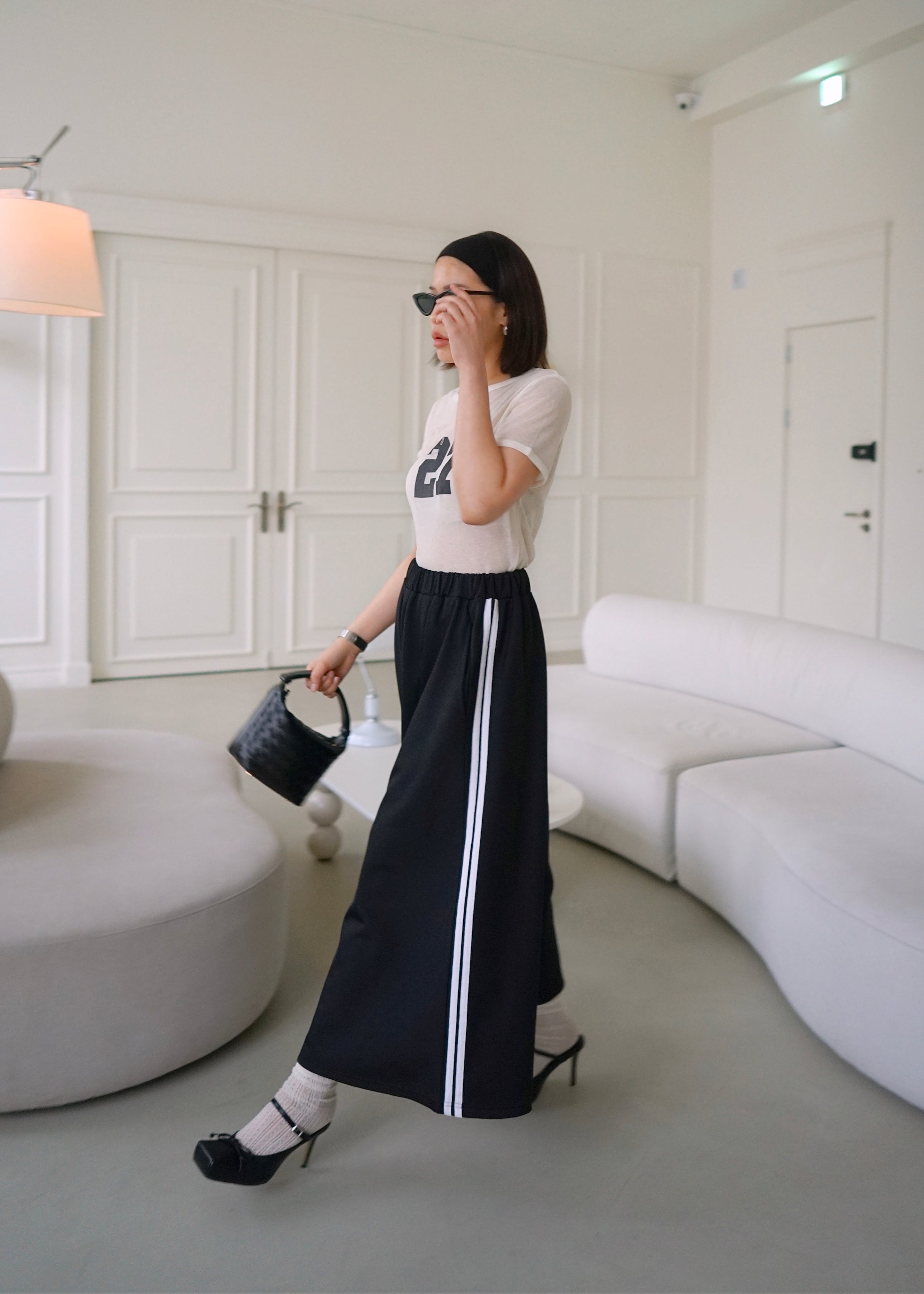 side-striped maxi skirt