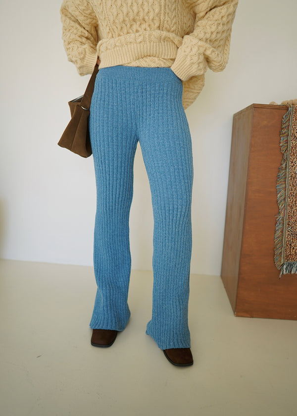 knit ribbed fluffy pants
