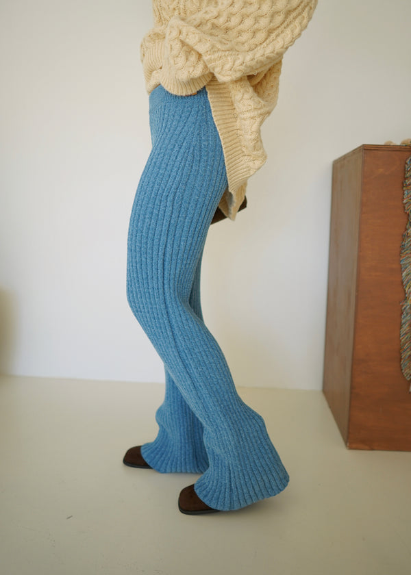 knit ribbed fluffy pants