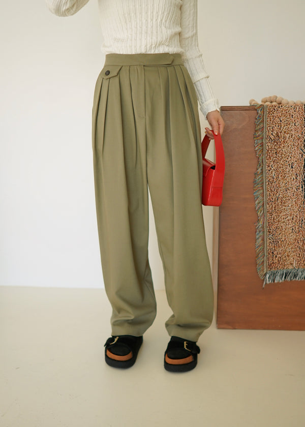 high rise pleated trousers mini pocket