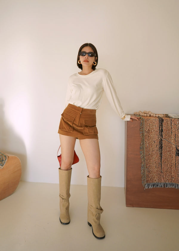corduroy large pocket mini skort