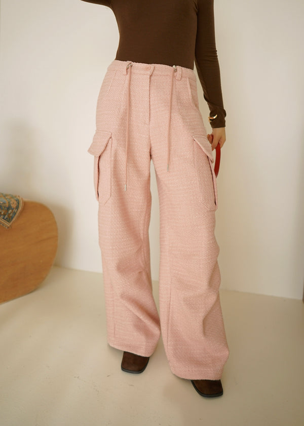 Tweed parachute pants