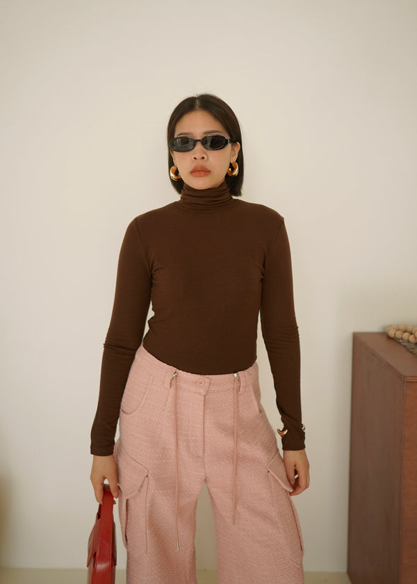 ribbed turtleneck long sleeve tee