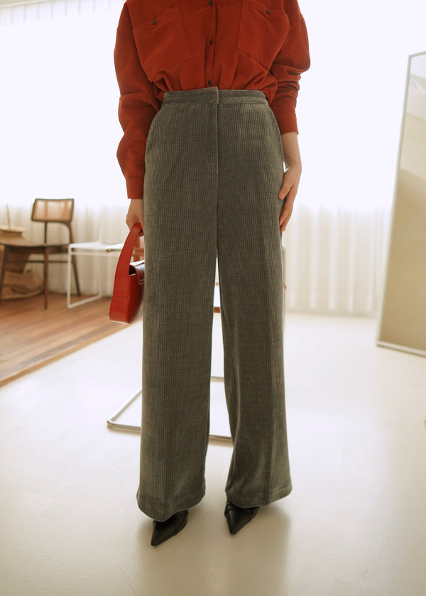 cable velvet highrise trousers